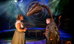 Cinderella is confronted by the huge wicker head of the badger goddess