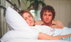 Molly (Anne Tenney) suffering from leukaemia, comforted by husband Brendan (Shane Withington) in A Country Practice.