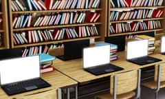 Laptop computers in a library