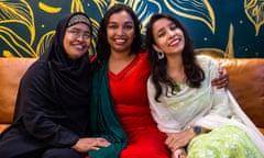 Kana Verheul, centre, with her niece, right, and her long-lost sister Taslima, left.