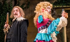 Blasted with antiquity … Griff Rhys Jones as Harpagon and Ryan Gage as Cléante in The Miser.