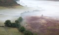 Dawn mist in the Hole of Horcum in the North Yorkshire Moors.