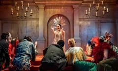 Demonstrating her range … Francesca Mills (centre) with the cast of The Duchess of Malfi.