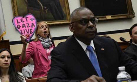 'You're supporting a genocide': Gaza protesters disrupt Lloyd Austin Senate hearing – video