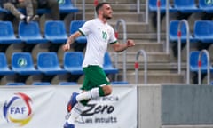Troy Parrott celebrates his first Republic of Ireland goal in the friendly win over Andorra.