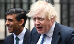 Boris Johnson and Rishi Sunak in Downing Street in December 2021