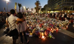 A makeshift memorial in Nice after the Bastille Day truck attack.