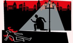 Illustration of a detective at an urban crime scene