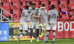 Montreal’s team celebrate a goal last season when they were still the Impact