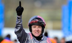 Barry Geraghty atop Punjabi after winning the Champion Hurdle at Cheltenham in 2009. 