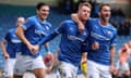 Tom Naylor (centre) celebrates after scoring for Chesterfield against Portsmouth in the FA Cup first round.