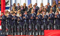The USA team applaud Arnold Palmer.