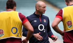 Head coach Steve Borthwick gives instructions during during an England training session.