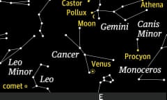 Starwatch chart showing the view east from London at 5am on 10 September 2023