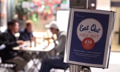 An ‘eat out to help out’ sign outside a restaurant in London’s Chinatown in August 2020
