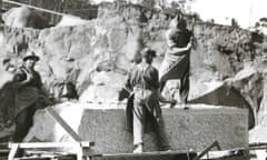 Granite Town stonemasons at work in the quarry at Moruya NSW, Australia