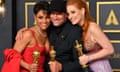 Oscar winners Ariana DeBose, Troy Kotsur and Jessica Chastain.