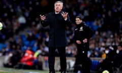 Carlo Ancelotti looks on during the match between Real Madrid and Real Sociedad earlier this month