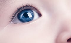 Closeup of a blue eye of a six month old baby boy. Digitally altered.<br>BWH84K Closeup of a blue eye of a six month old baby boy. Digitally altered.