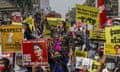 A demonstration against the Myanmar military coup in Mandalay on 18 February 2021