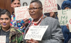 Protest against deportation charter flights at the Nigerian high commission.