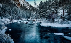 A photo of a snowy river in the US