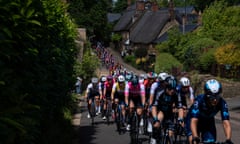 The peloton passes through the village of Hook Norton during the Women's Tour in 2022.