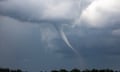 A tornado above a highway