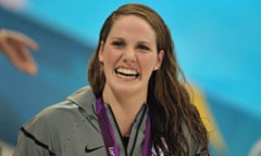 Missy Franklin celebrates after winning gold in the 100m backstroke at the 2012 Olympics