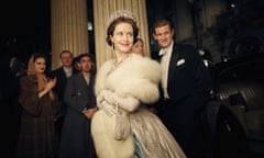 Claire Foy, Matt Smith, 1<br>This image released by Netflix shows Claire Foy, center, and Matt Smith, right, in a scene from “The Crown,” premiering on Nov. 4. (Robert Viglasky/Netflix via AP)