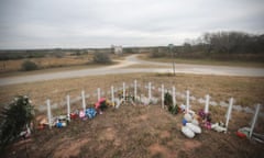 26 People Killed And 20 Injured After Mass Shooting At Texas Church<br>SUTHERLAND SPRINGS, TX - NOVEMBER 08: Twenty-six crosses stand in a field on the edge of town to honor the 26 victims killed at the First Baptist Church of Sutherland Springs on November 8, 2017 in Sutherland Springs, Texas. On November 5, a gunman, Devin Patrick Kelley, shot and killed the 26 people and wounded 20 others when he opened fire during Sunday service at the church. (Photo by Scott Olson/Getty Images)