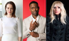 composite photo of (L-R) Claire Foy, Sterling K Brown and Lady Gaga.