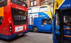 Buses on Oxford Road in Manchester in 2019.