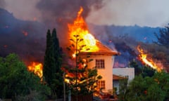 House with blazing roof