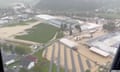 Aerial footage shows buildings submerged in flood waters in the northern Slovenian town of Slovenj Gradec, Kamnik and Škofja Loka