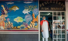 Portrait of Jorge Armando Perez who works at the Fishmonger Pescaderia Marsel, the Almeja Generosa (Geoduck clam) literaly translates from its mexican name as generous clam. La Paz, Baja California Sur, Mexico.