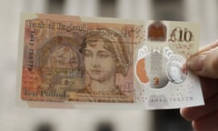 One of the new £10 notes featuring Jane Austen.