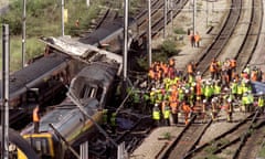 The aftermath of the Ladbroke Grove rail disaster in west London on Saturday 5 October 1999