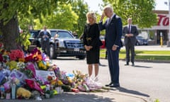 President Joe Biden and first lady Jill Biden visit the scene of a shooting at a Buffalo supermarket on Tuesday. Footage of the racist attack has spread inside New Zealand despite efforts to ban it.