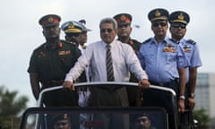 Gotabaya Rajapaksa (centre) at a Victory Day rehearsal in 2013