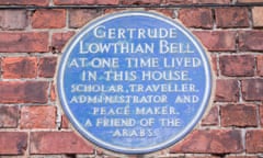 A blue plaque honouring Gertrude Lowthian Bell