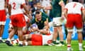 Jesse Kriel of South Africa celebrates a try.