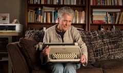 Leonie Orton-Barnett photographed at home in Norfolk with the typewriter used by her brother Joe Orton