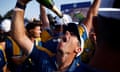 Rory McIlroy celebrates after winning the Ryder Cup