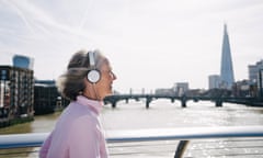 Woman running in central London.