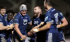 Luke Cowan-Dickie celebrates Sale’s win against Saracens