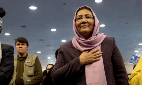 Habiba Sarabi singing the Afghan national anthem