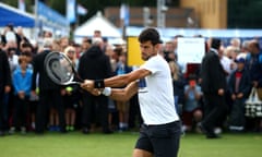 Novak Djokovic is risking embarrassment in the high winds of Eastbourne this week to try to knock his tennis into shape before Wimbledon.