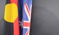 An Aboriginal flag and an Australian flag