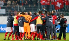 Switzerland celebrate qualifying for Euro 2016